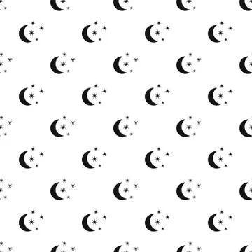 Crescent and star pattern, simple style Illustrazione stock