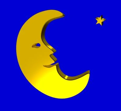 Crescent and star in the sky. Stock Illustration