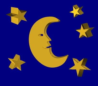 Crescent and star in the sky. Stock Illustration