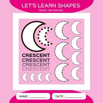 Crescent. Basic geometric shapes. Elements for children. Learn Shapes Stock Illustration