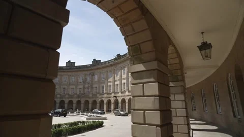 Crescent in Buxton Town Centre, Derbyshire, England, United Kingdom Stock Footage 280708662