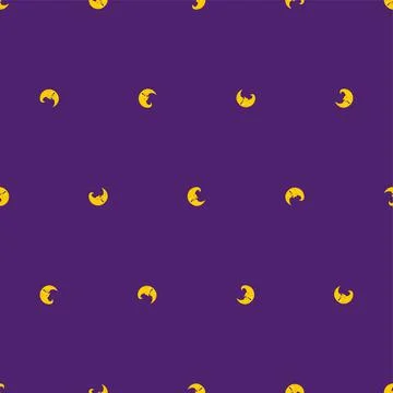 Crescent face pattern seamless. Moon With Face background. Vector texture Stock Illustration