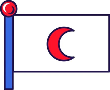 Crescent Flagpole Flag Banner 库存插图