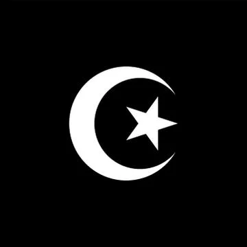 Crescent Icon On Black Background. Black Flat Style Vector Illustration. Stock Illustration