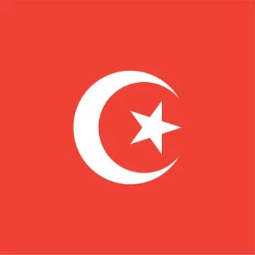 Crescent Icon On Red Background. Red Flat Style Vector Illustration Stock Illustration