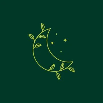 Crescent with leaf logo design Stock-Illustration