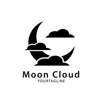 Crescent logo and three cloud elements. Simple and unique design for your b.. Stock Illustration