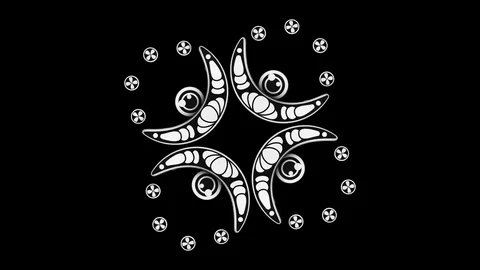 CRESCENT MANDALA 3D ANIMATION. TRANSPARENT ALPHA CHANNEL. Stock Footage 78026707