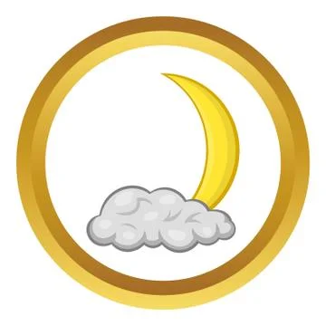 Crescent moon and cloud vector icon Stock Illustration