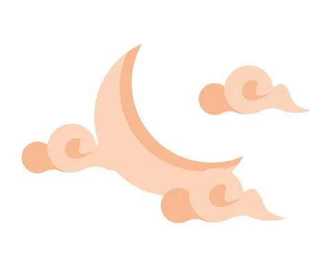 Crescent moon and clouds Ilustração Stock