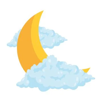 Crescent moon and clouds Ilustração Stock