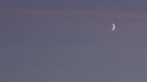 Crescent moon and dark night sky. Stock Footage 178949199