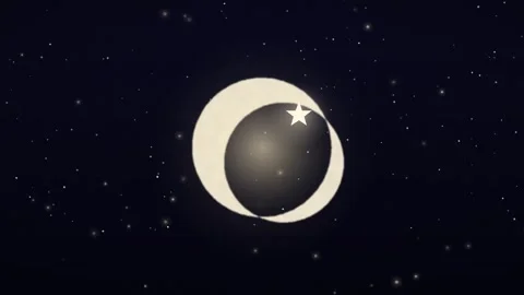 Crescent Moon and Star Floating in Night Sky Motion Graphics Stock Footage 347657108