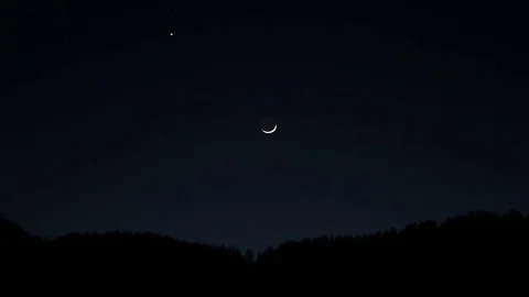 Crescent moon and a star Stock Footage 83311033