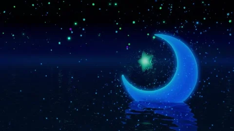 Crescent moon and star Stock Footage 339244924