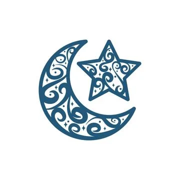 Crescent moon and star Stock Illustration