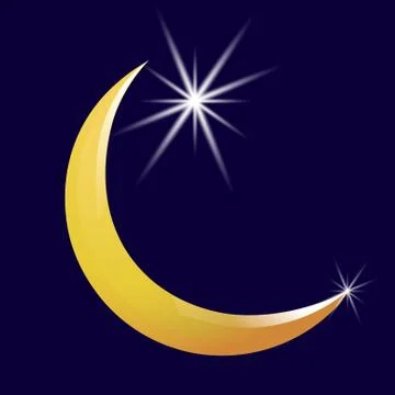 Crescent moon and star vector icon. illustration Stock Illustration