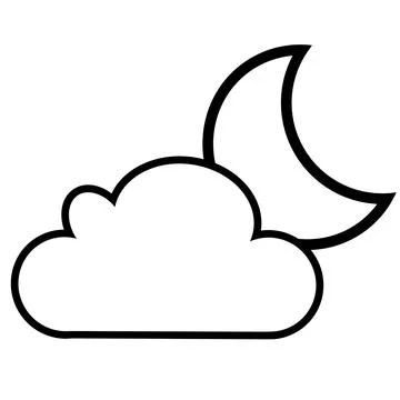 Crescent moon, and white clouds on a white background. suitable for banners, boo Stock Illustration