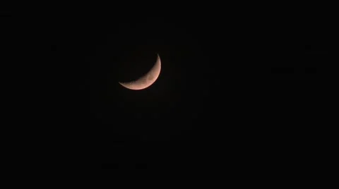 Crescent Moon in a beautiful color without clouds (real time) Video stock 48376327