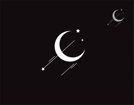 Crescent moon on a black background in vector illustration Stock Illustration