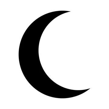 Crescent moon black icon. Flat design Illustrazione stock
