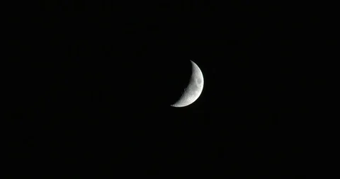 Crescent Moon in Black Sky Stock Footage 92448767