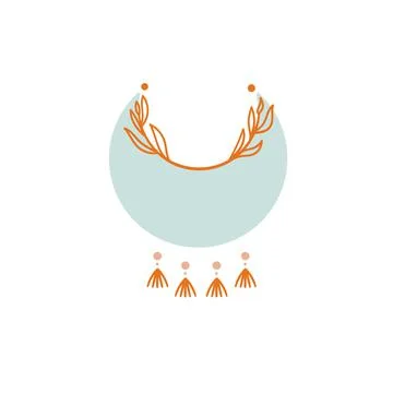 A crescent moon in boho style Stock Illustration