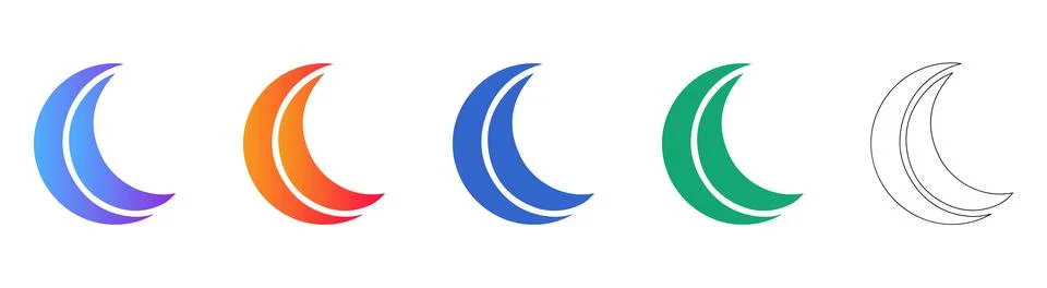 Crescent Moon Celestial Icons Stock Illustration