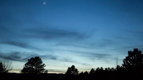 Crescent Moon Chasing Comet Pan-STARRS Stock Footage 54751526