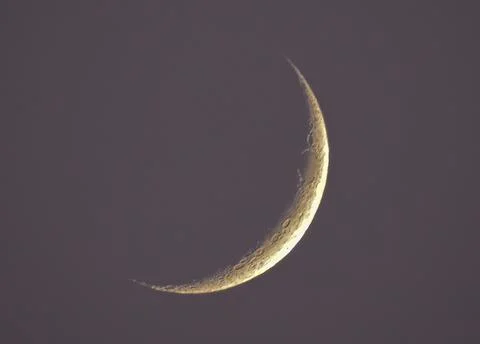 Crescent moon closeup. Stock Photos
