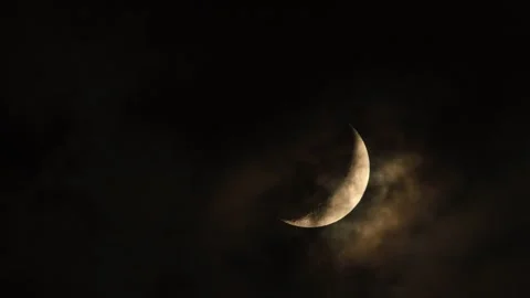 Crescent moon cloud dark Stock Footage 253534121