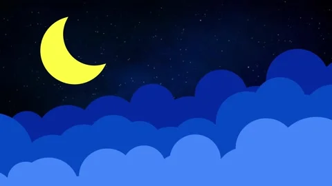 Crescent Moon with Cloud Layers 4K Loop Stock Footage 305946999