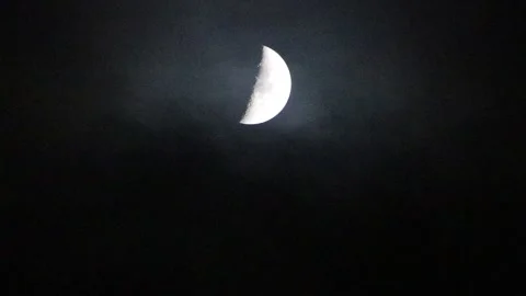 Crescent moon clouds passing by Video stock 144894127