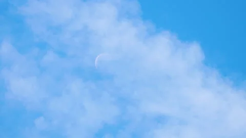 Crescent moon in a cloudy sky Stock Footage 136546925