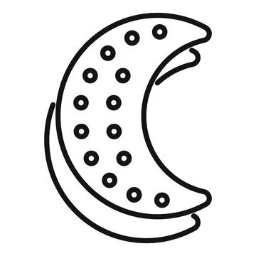 Crescent moon cookie with chocolate chips icon showing night time snack Stock Illustration