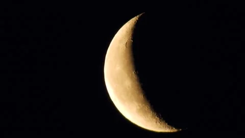 Crescent moon, crescent moon view close up and very clear shot, Stock Footage 130541120