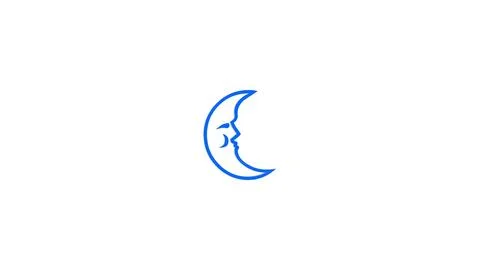Crescent Moon with Face Outline Stock Illustration