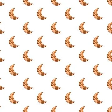 Crescent moon gingerbread cookie pattern repeating background Stock Illustration