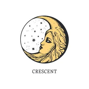 Crescent moon hand drawing Stock Illustration