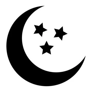 Crescent moon icon. Crescent design with stars. Boho moon illustration. Vector Stock Illustration