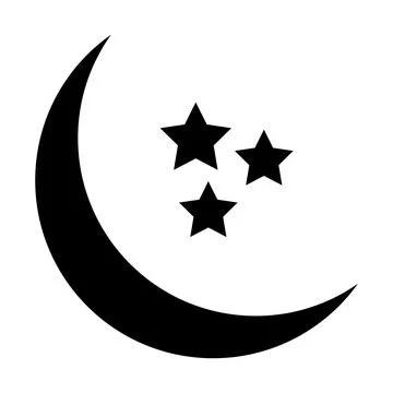 Crescent moon icon. Crescent design with stars. Boho moon illustration. Vector Stock Illustration