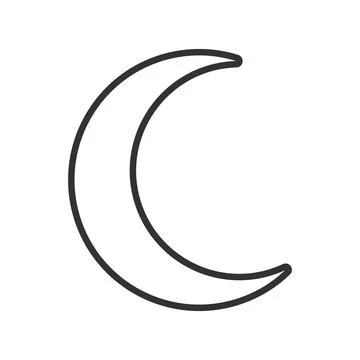 Crescent moon icon in line design. crescent moon, night, lunar, sky, astronomy Illustrazione stock