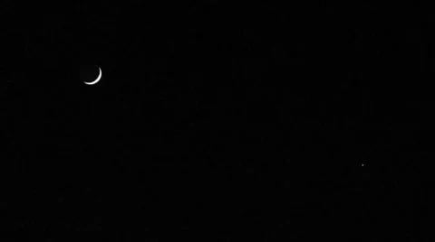 Crescent moon with Jupiter Stock Footage 23345497
