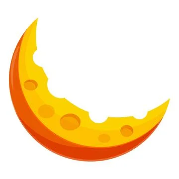 Crescent moon made of cheese with bite marks creating a unique shape Illustrazione stock