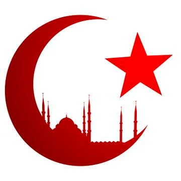 Crescent moon with mosque Stock Illustration