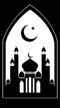 Crescent moon with mosque Ilustración de archivo