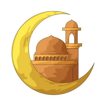 Crescent moon mosque illustration Stock Illustration