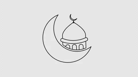Crescent moon mosque star animation Stock Footage 332836528