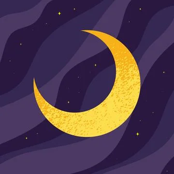 Crescent moon on night sky cloud background. Vector illustration 스톡 일러스트