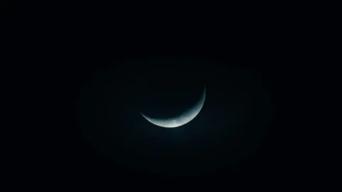 Crescent moon in night sky Stock Footage 87731661